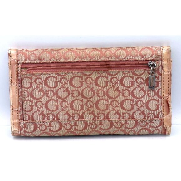Guess Beige & Pink Monogram Wallet With Rhinestone Coquette Y2K Glam Girly - Picture 2 of 6